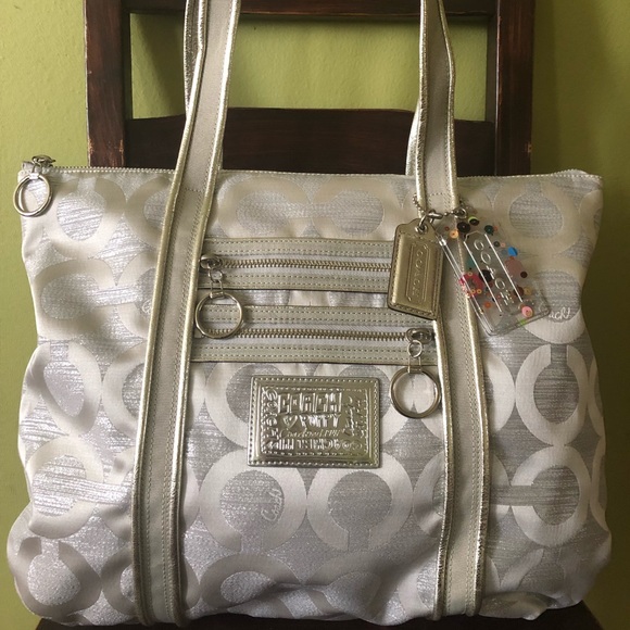 Coach Handbags - Rare Coach Poppy Glamour Tote Silver
